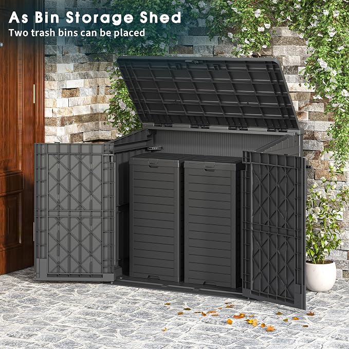 Outdoor Storage Shed 36 Cu. Ft. Resin Garden Horizontal Storage Large Capacity - Image 4
