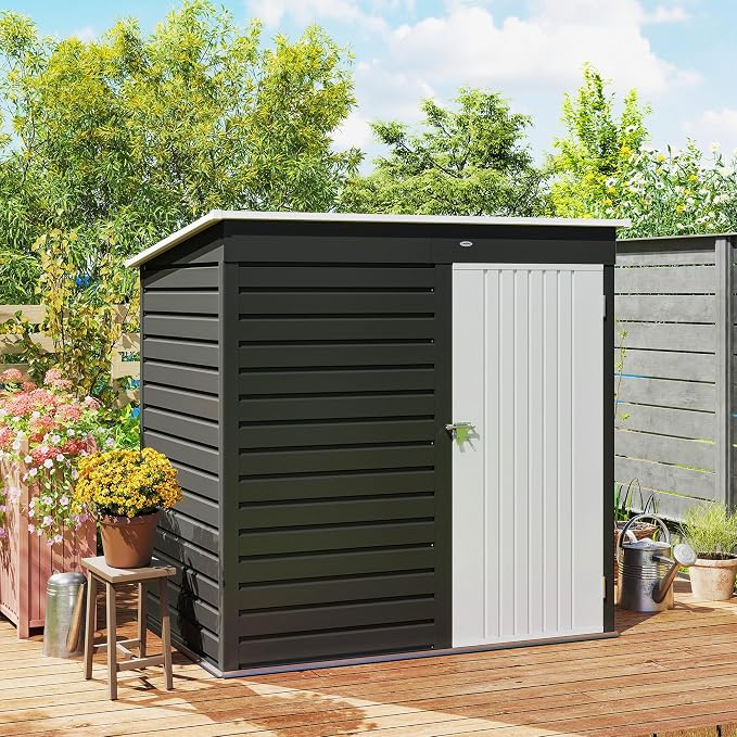 Outsunny 6' x 4' Outdoor Storage Shed, Metal Garden Tool Shed - Image 8