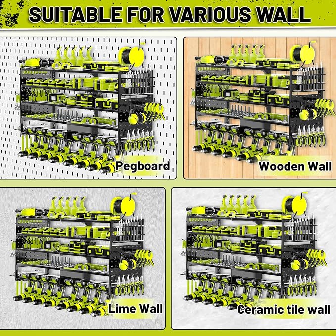 5 Layers Power Tool Organizer Wall Mount, Metal Cordless Tool Storage Rack - Image 7
