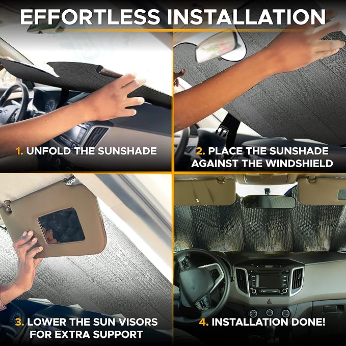 EcoNour Accordion Car Windshield Sun Shade | Reflective Car Window Shades - Image 7