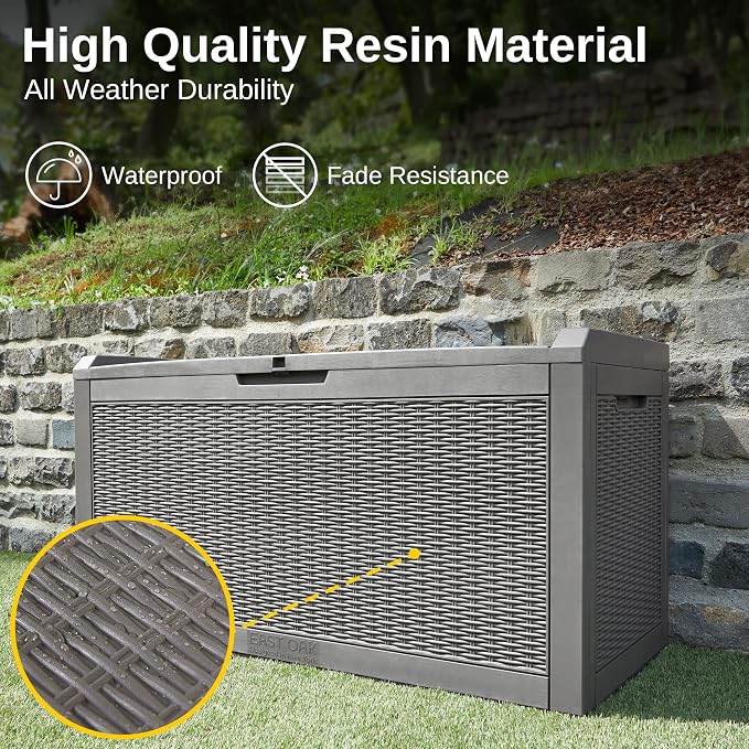 EAST OAK Outdoor Storage Box, 100 Gallon Deck Box, Waterproof Resin Storage - Image 2