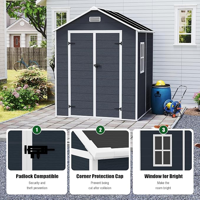 6x6 FT Outdoor Storage Resin Shed - Image 5