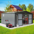Domi Outdoor Storage Shed 11' x 12.5', Metal Sheds Steel Utility Tool Storage by domioutdoorliving