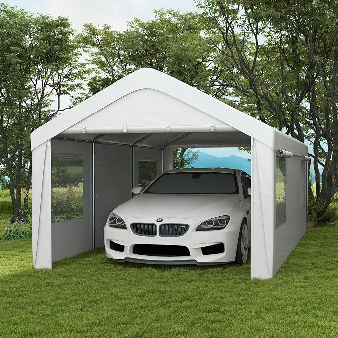 Outsunny Carport 10' x 20' Portable Garage, Heavy Duty Car Port Canopy - Image 2