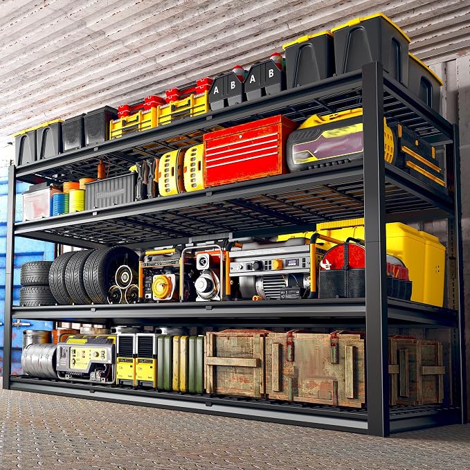 REIBII 60" W Garage Shelving Heavy Duty 2500LBS Storage Shelves 4-Tier Garage by REIBII
