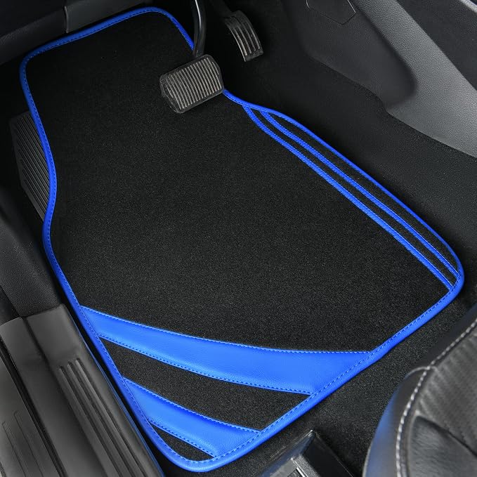 CAR PASS Faux Leather Car Mats Blue Edge Waterproof Car Floor Mats Car Carpet - Image 7