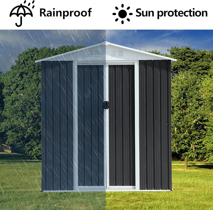6x9 FT Outdoor Storage Shed, Metal Garden Shed - Image 2