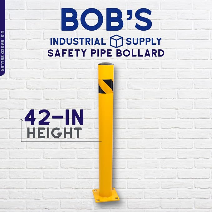 BISupply Safety Bollard Post Parking Barrier 1 Pack - 42in Yellow Pipe Bolt - Image 2
