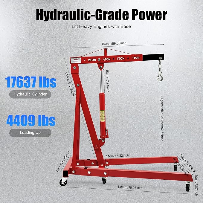 Folding Engine Hoist 1 Ton Engine Crane Lift - Image 4