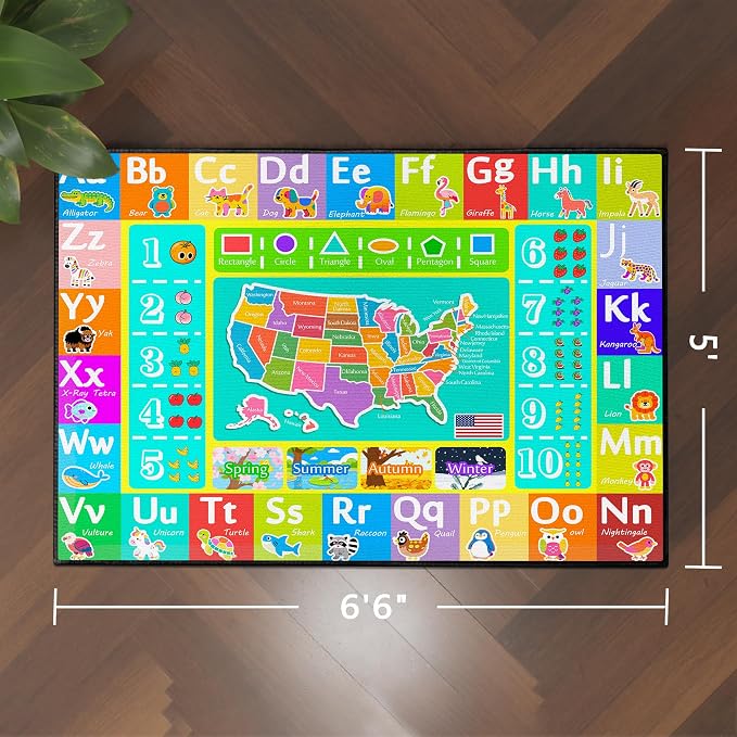 ABC Rug for Kids Playroom, Educational Learning Mat - Image 2