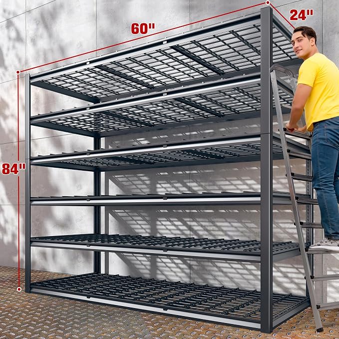 REIBII 60" W Garage Shelving, 2900LBS Storage Shelves, 6 Tier Heavy Duty - Image 3