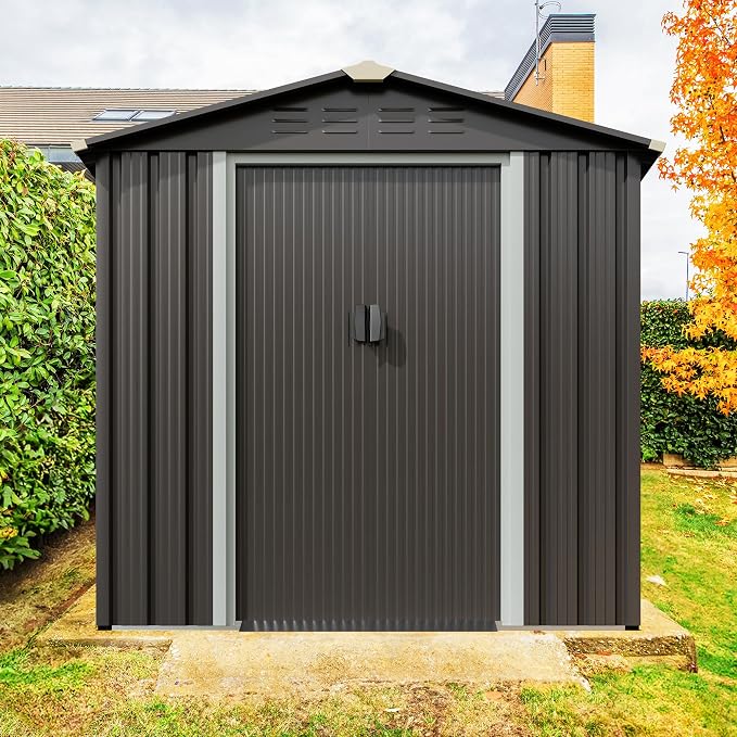 JYQAQA 6x4 FT Outdoor Garden Storage Shed, Waterproof Metal Garden Sheds - Image 7