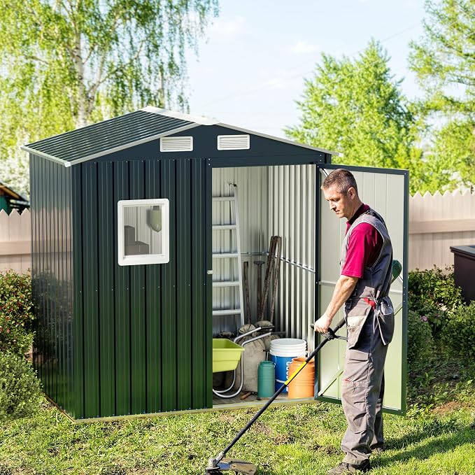 Breezz 6x4FT Outdoor Steel Storage Shed - Image 7