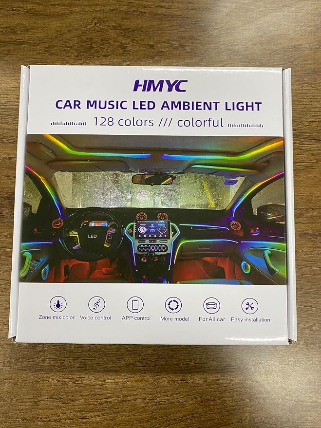 Dreamcolor Acrylic Interior Car Lights, 2 Piece 29.5inch/75cm 128 Colorful Car - Image 3