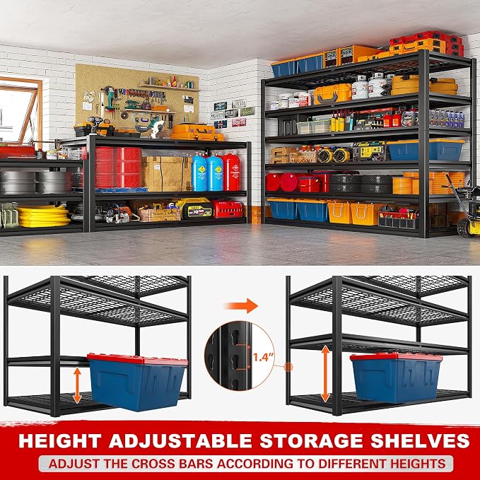 REIBII 3500LBS Garage Shelving, Adjustable Storage Shelves Heavy Duty, 6 Tier - Image 7