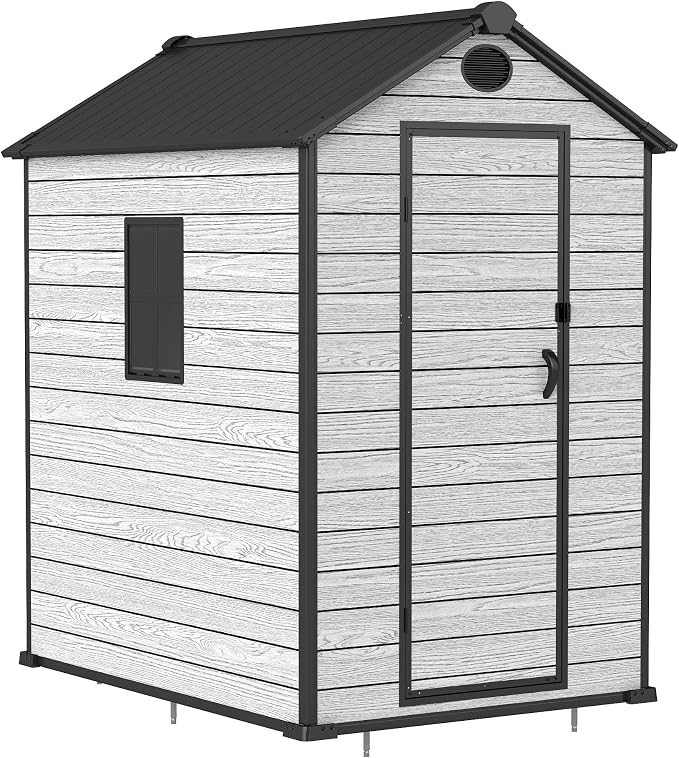 4.4x6 FT Resin Outdoor Storage Shed Large, 230 Cuft Garden Tool Sheds & Outdoor - Image 8