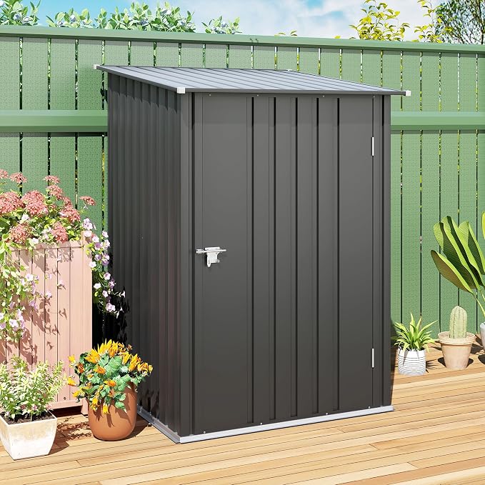 Outsunny 3.3' x 3.4' Outdoor Storage Shed, Metal Garden Tool House - Image 9