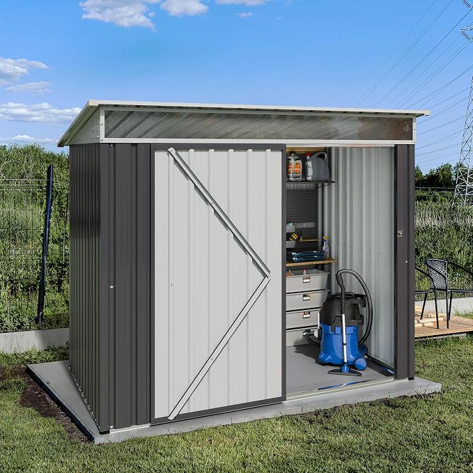 JY QAQA 6x4 FT Metal Outdoor Garden Storage Shed, Waterproof Metal Garden Sheds - Image 2