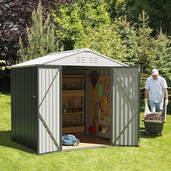 JUMMICO Metal Outdoor Storage Shed 6 x 8 FT Metal Shed - Image 6