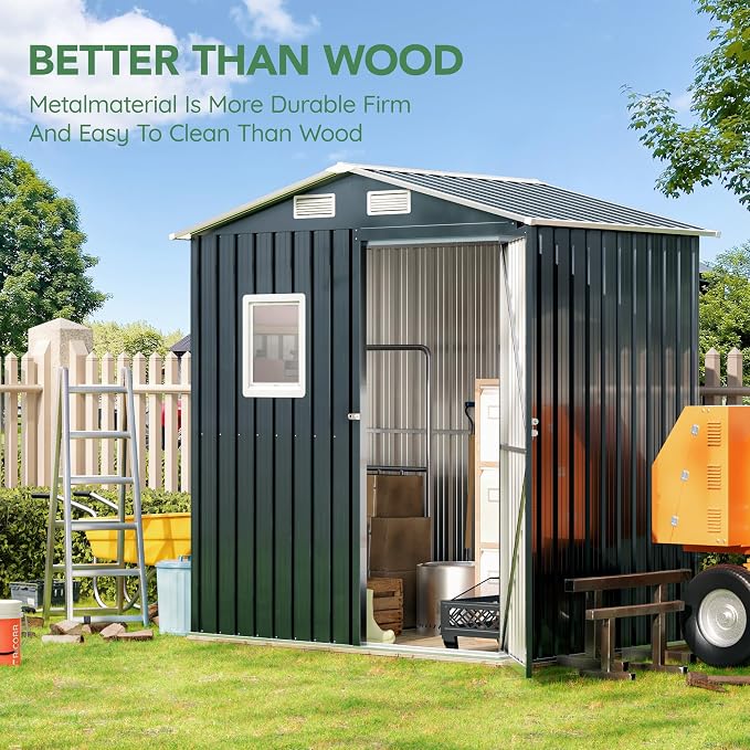 Breezz 6x4FT Outdoor Steel Storage Shed - Image 2