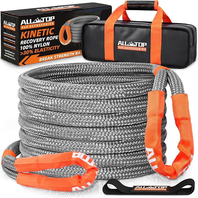 ALL-TOP Kinetic Recovery Rope, 1in x 30ft, Heavy Duty 30+% Elasticity, 16000Lbs by ALL-TOP4X4