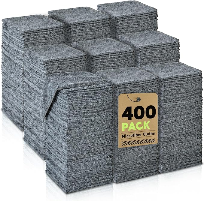 Microfiber Cleaning Cloths Bulk-400 Pack, Ultra Absorbent Wash Cloths, by TEAWOO