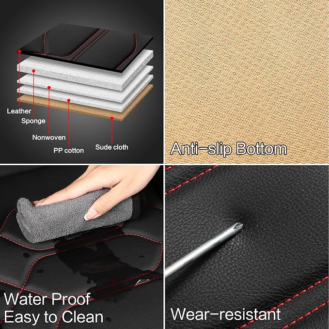 Pariitadin Leather Car Seat Covers Front Pair, Waterproof Faux Leather Seat - Image 6