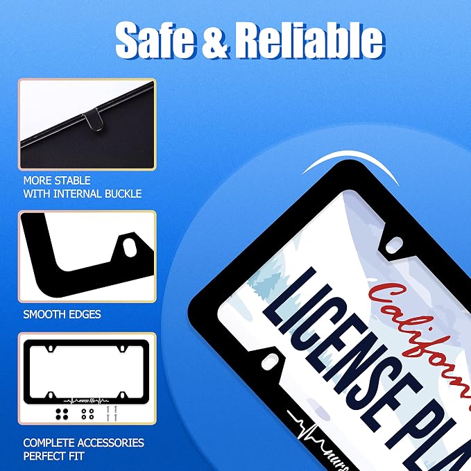 Nurse Life License Plate Frame Beautiful Text License Plate Stainless Steel - Image 2