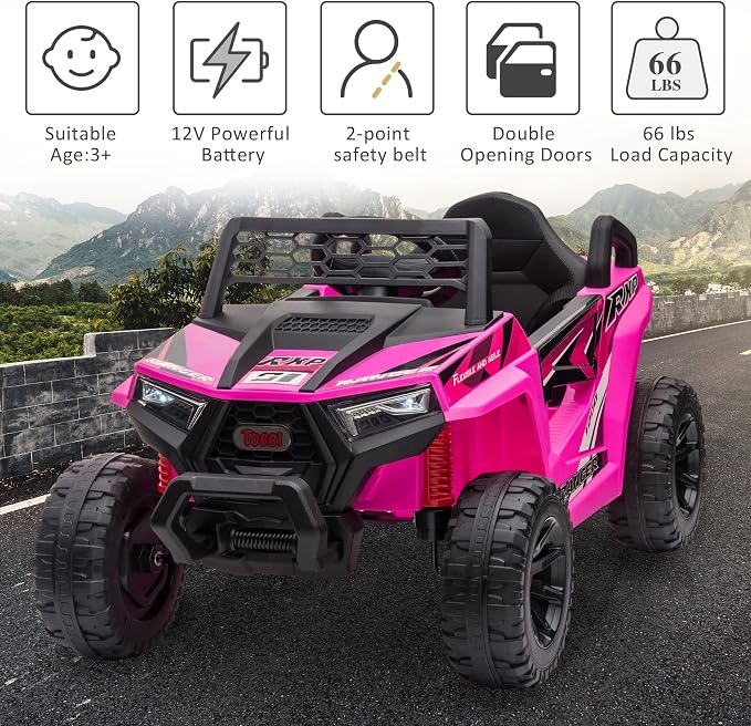 TOBBI 12V Kids Ride on Car, Electric Off-Road UTV Truck - Image 5