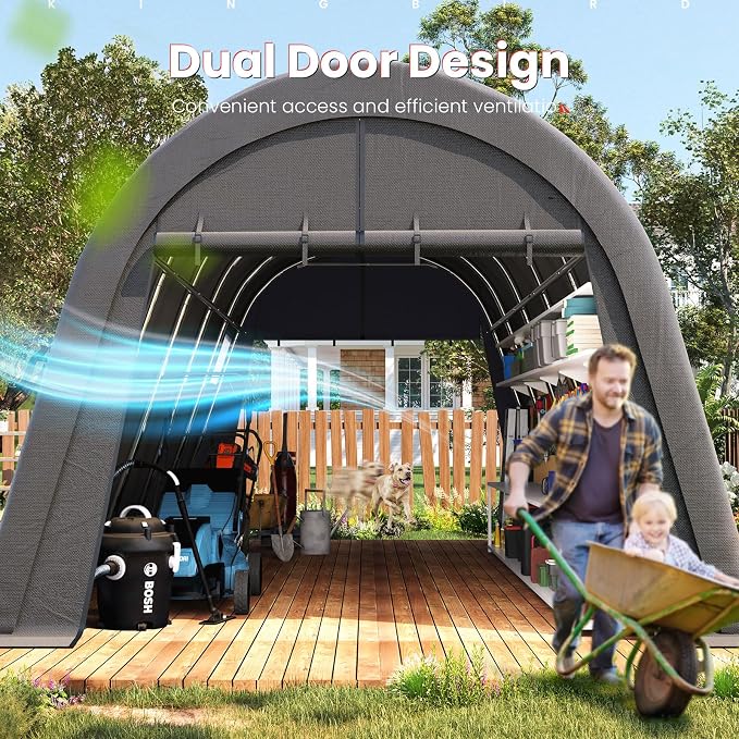 KING BIRD 12' x 20' Oval Pipe Heavy Duty Carport - Image 7