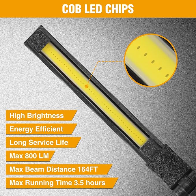 EverBrite LED Rechargeable Work Light, 800LM COB Foldable Flashlight, Magnetic - Image 4