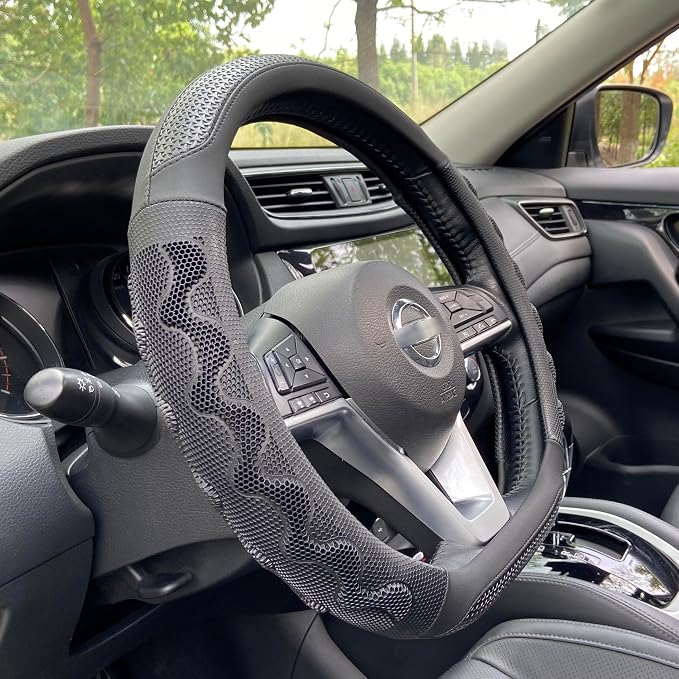 PINCTROT D Shaped 14.5-15 Inch Steering Wheel Cover Great Grip by PINCTROT
