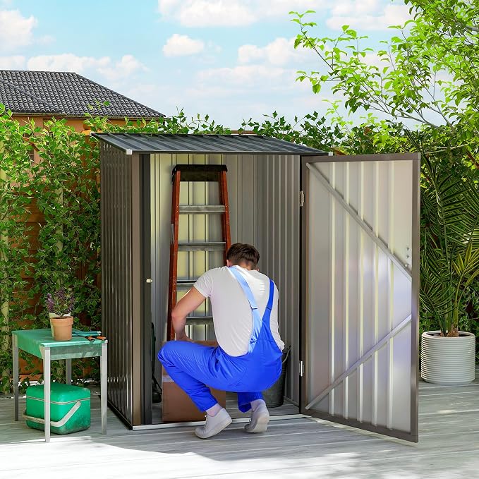 Outsunny 3.3' x 3.4' Outdoor Storage Shed, Metal Garden Tool House by Outsunny