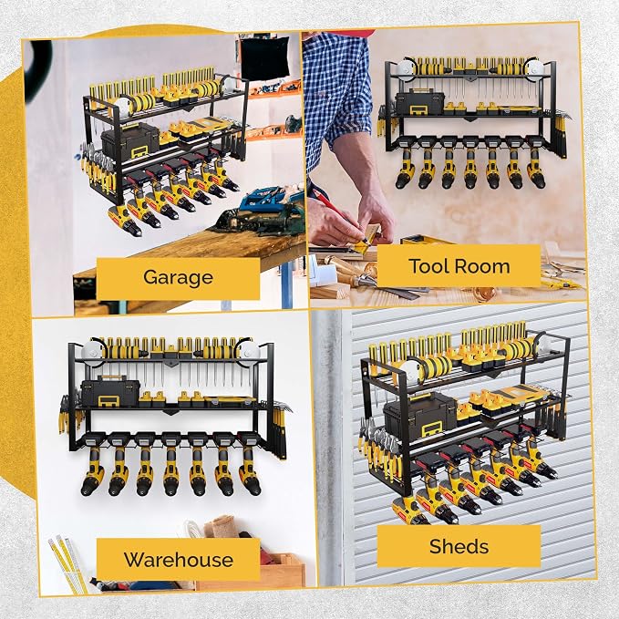 Power Tool Organizer Wall Mount 3 Tier 7 Drill Holders support up to 300Lbs - Image 6