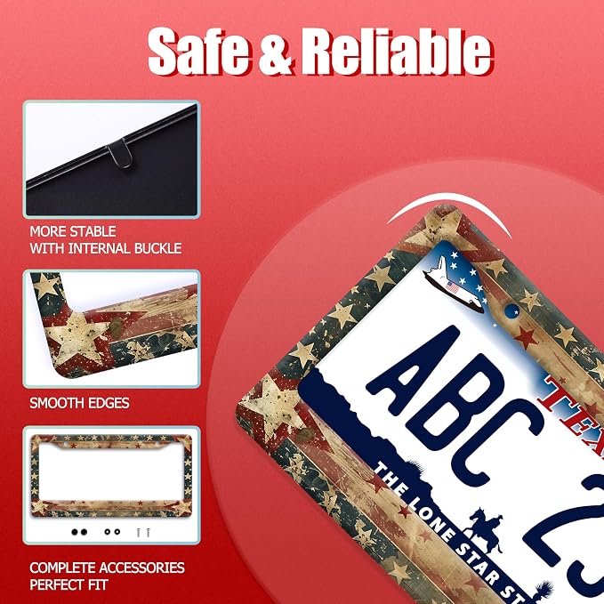 Retro American Flag License Plate Frame USA Flag Patriotic License Plate Holder - Image 2