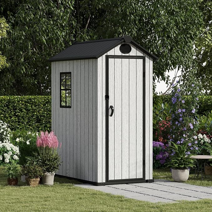 3.4x5.3 FT Resin Outdoor Storage Shed, 125 Cuft Garden Tool Sheds & Outdoor - Image 4