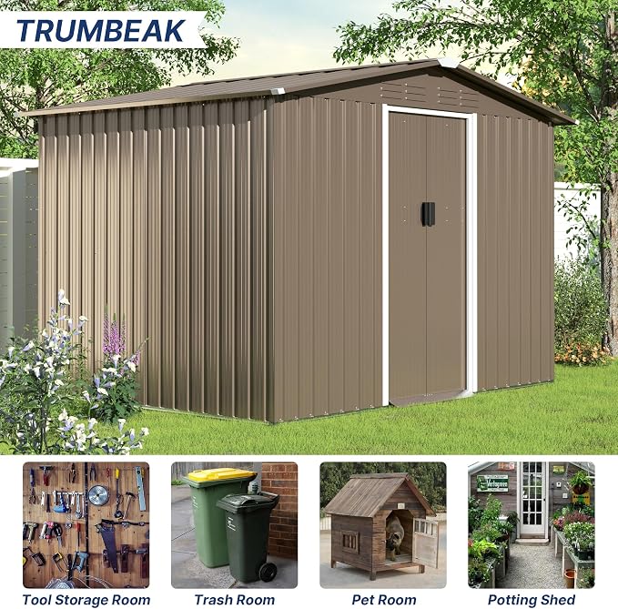 8FT x 6FT Metal Outdoor Storage Shed, Utility and Tool Shed Storage House - Image 2