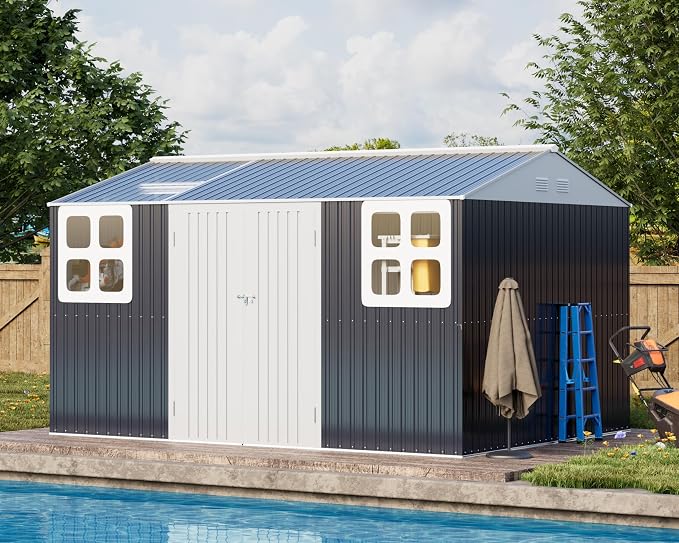 12x10 FT Metal Shed Heavy-Duty, Outdoor Storage Garden Sheds by KKnowbody