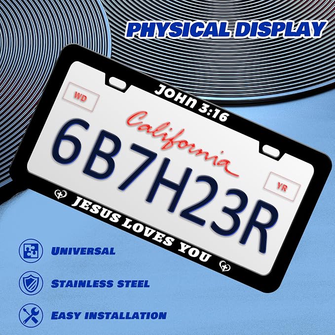 John 3:16 Jesus Loves You License Plate Frame Christian License Plate Frames - Image 3
