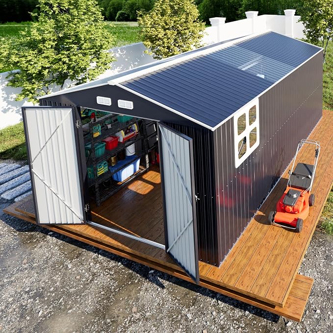 Metal Shed 10x16 FT Large with Customizable Skylight and Reinforced Steel Frame by KKnowbody