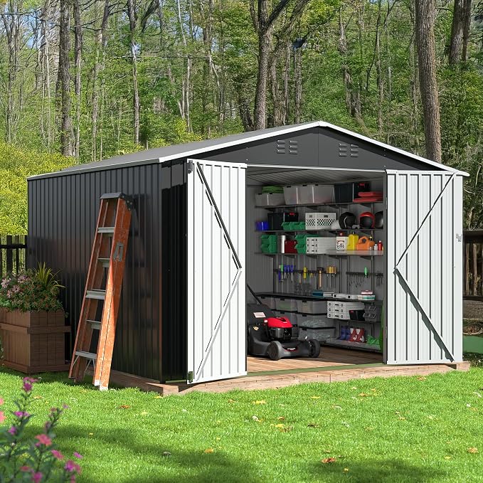 WKM 10x10 FT Outdoor Storage Shed, Utility Metal Tool Storage by Unknown