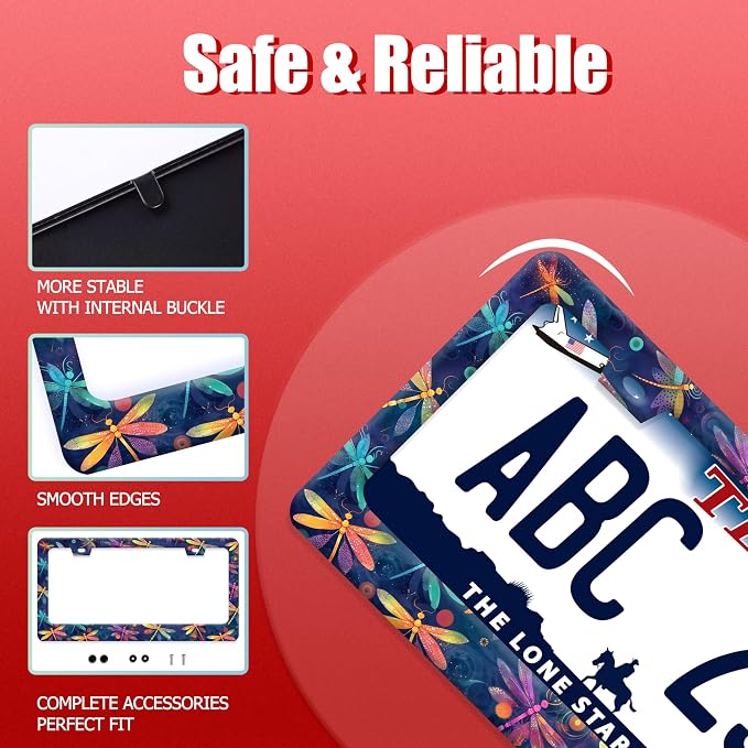 Dragonflies License Plate Frame Funny Dragonfly License Plate Frames Stainless - Image 2