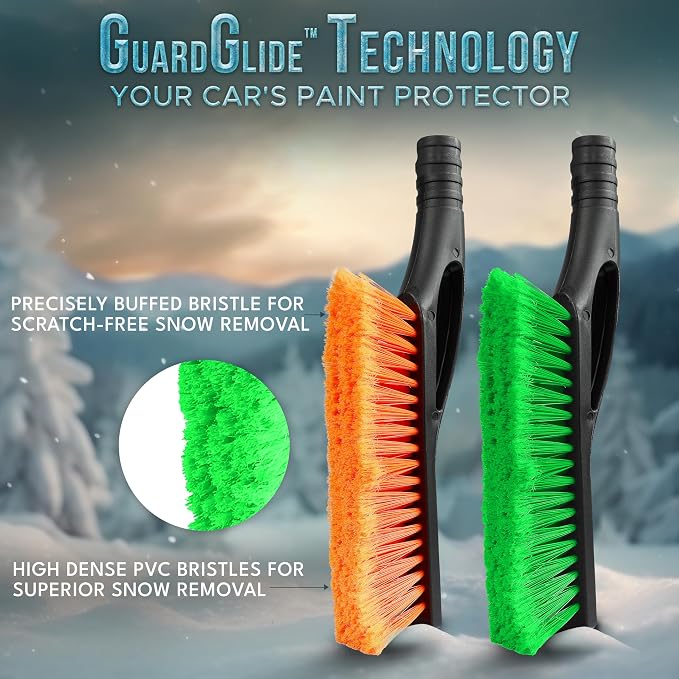 EcoNour 27" Aluminum Car Snow Scraper and Brush | Weaved Bristle Head - Image 3