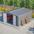 Outdoor Storage Shed, 12 X 14ft Metal Galvanized Steel Garden Shed by Thanaddo