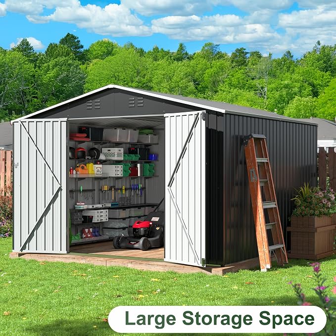 WKM 10x10 FT Outdoor Storage Shed, Utility Metal Tool Storage - Image 4