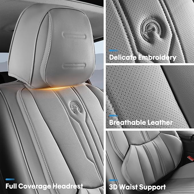 AOOG Front Seat Covers, Car Seat Covers Front Seats, Leather Seat Covers - Image 3
