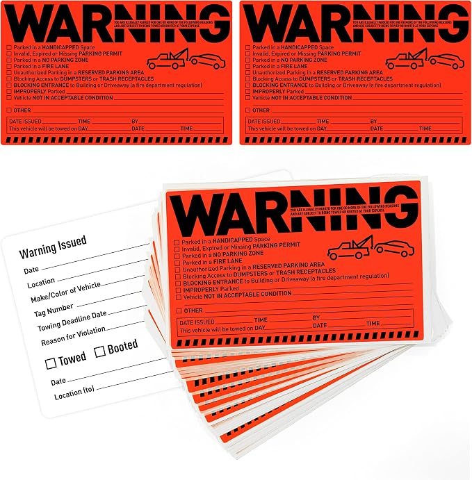 Easykart Labels 250 Parking Violation Notice Tow Stickers - Image 3