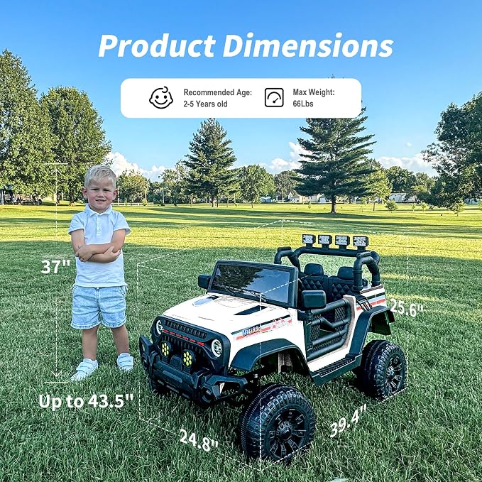 4WD Kids Ride on Car Truck, 12V 7Ah Kids Electric Vehicles Car Ride on Toy - Image 3