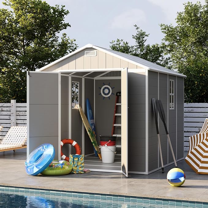 UDPATIO Outdoor Storage Shed 8 x 8 FT, Resin Garden Sheds Plastic Patio Outdoor - Image 9