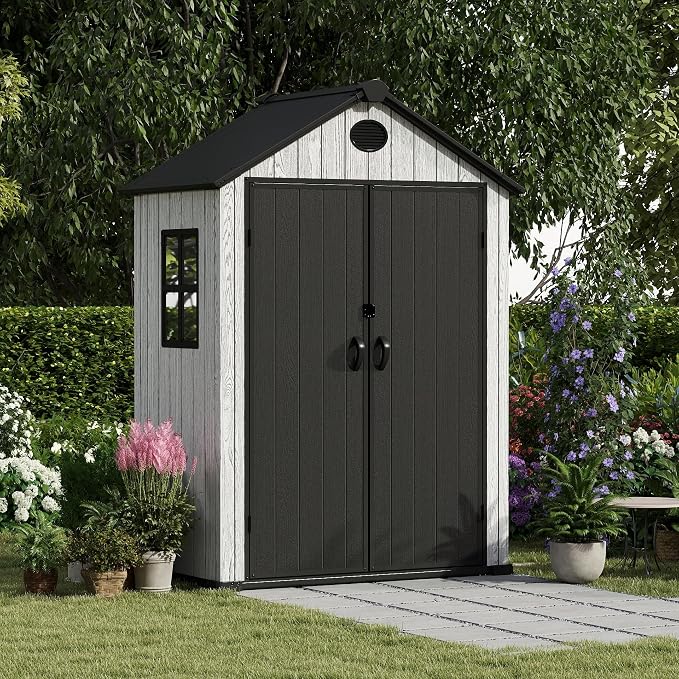5.3x3.4 FT Resin Outdoor Storage Shed, 135 Cuft Garden Tool Sheds & Outdoor - Image 4